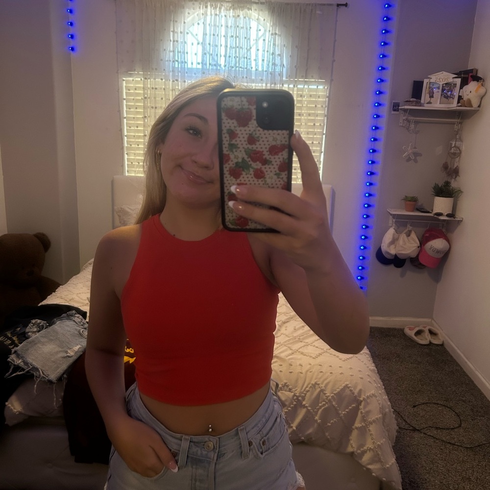 Tilly's Orange Sleeveless Cropped Tank Top
